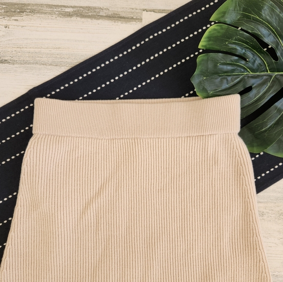 Sezane Naelle Midi Knit Skirt Merino Wool Cotton Natural Size Small - Picture 3 of 8
